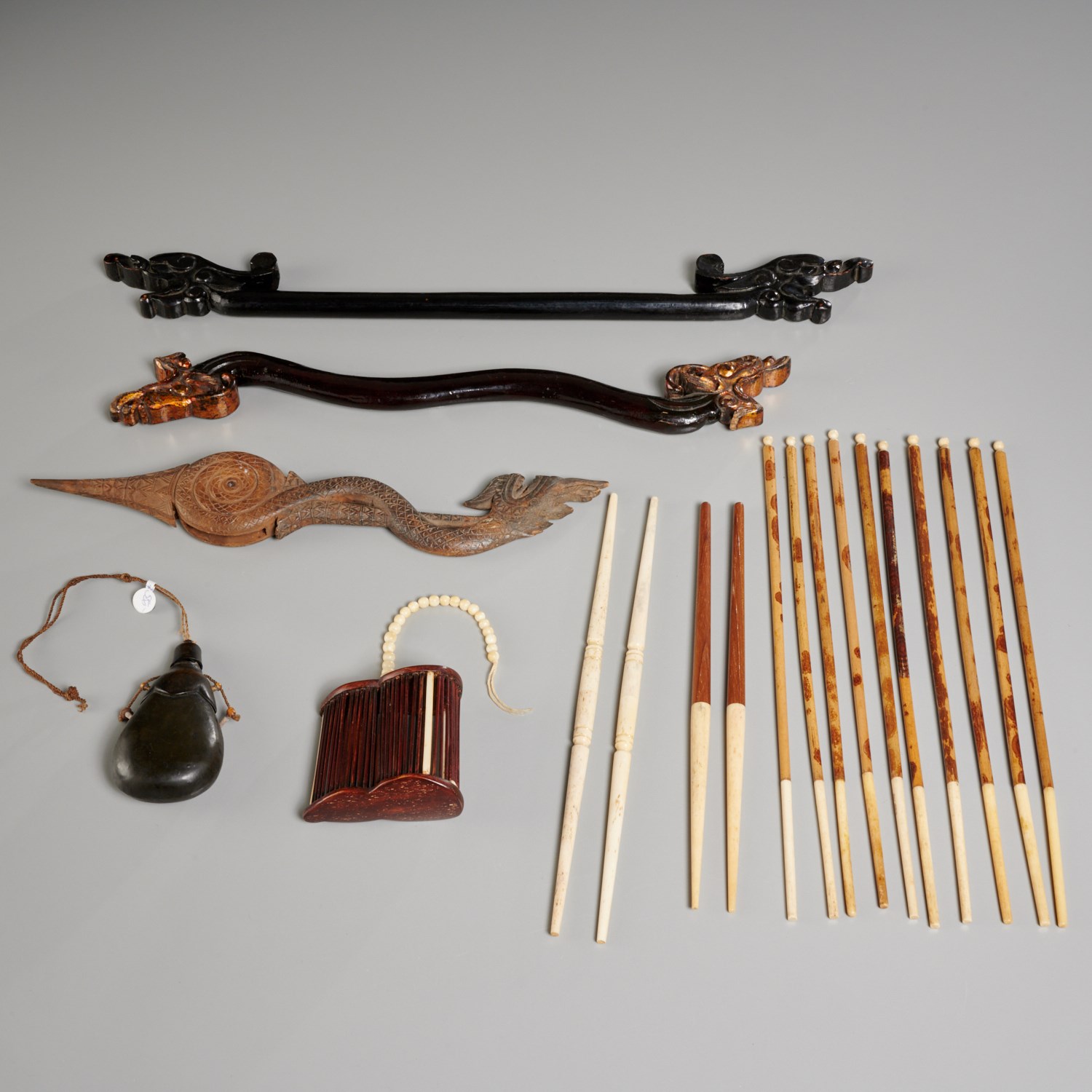 ASIAN CARVED OBJECTS, INCL EX
