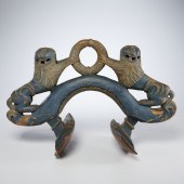 ASIAN CARVED POLYCHROME WOOD H