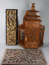 ASIAN CARVED TEAK HANGING CABI