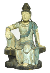 ASIAN: CARVED WOOD DEITY, 20TH