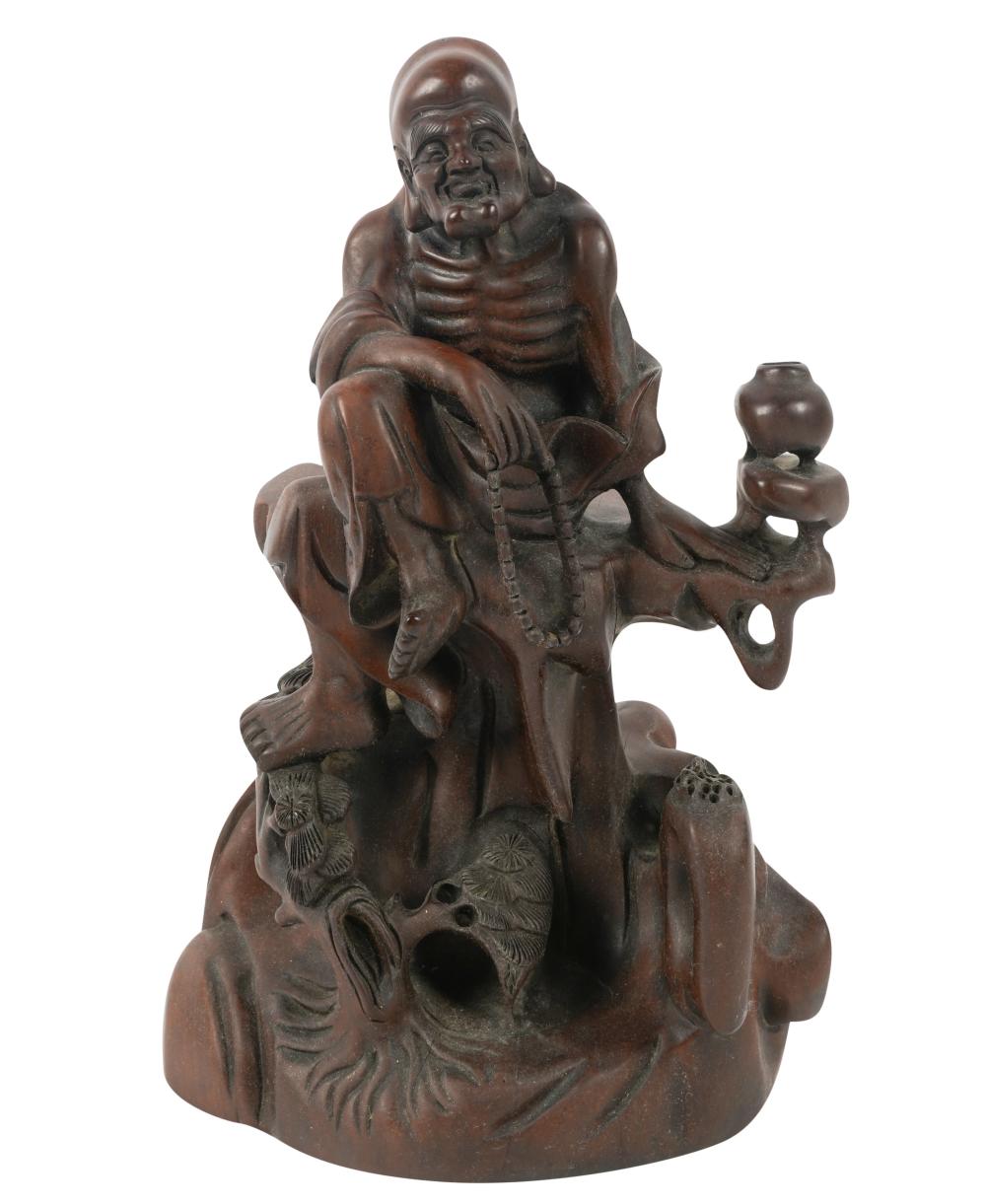 ASIAN CARVED WOOD FIGUREAsian
