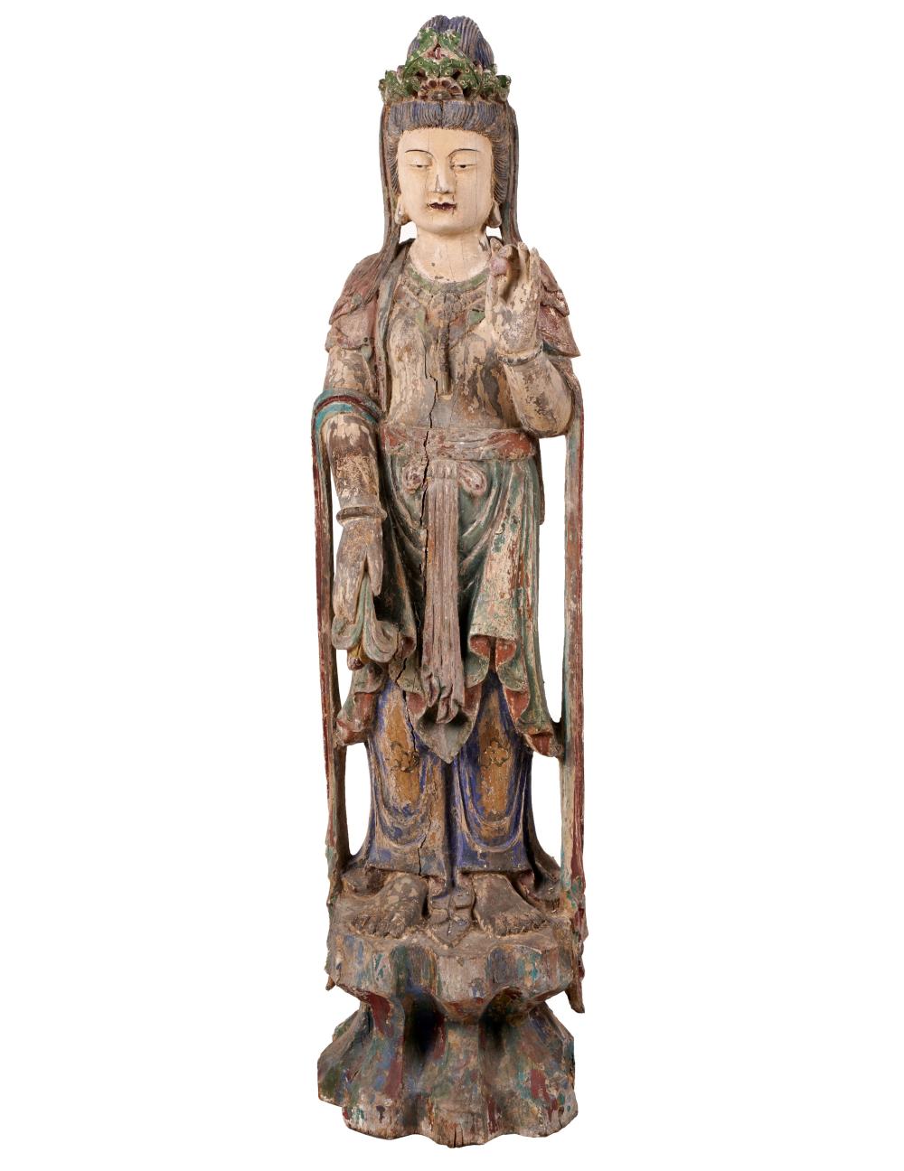 ASIAN CARVED WOOD FIGUREweathered