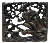 ASIAN: CARVED WOOD PANEL, DEIT