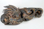 ASIAN CARVED WOOD PARCEL GILT
