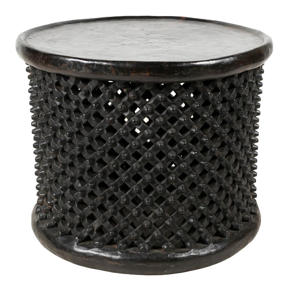 ASIAN CARVED WOOD ROUND SIDE