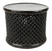 ASIAN CARVED WOOD ROUND SIDE T