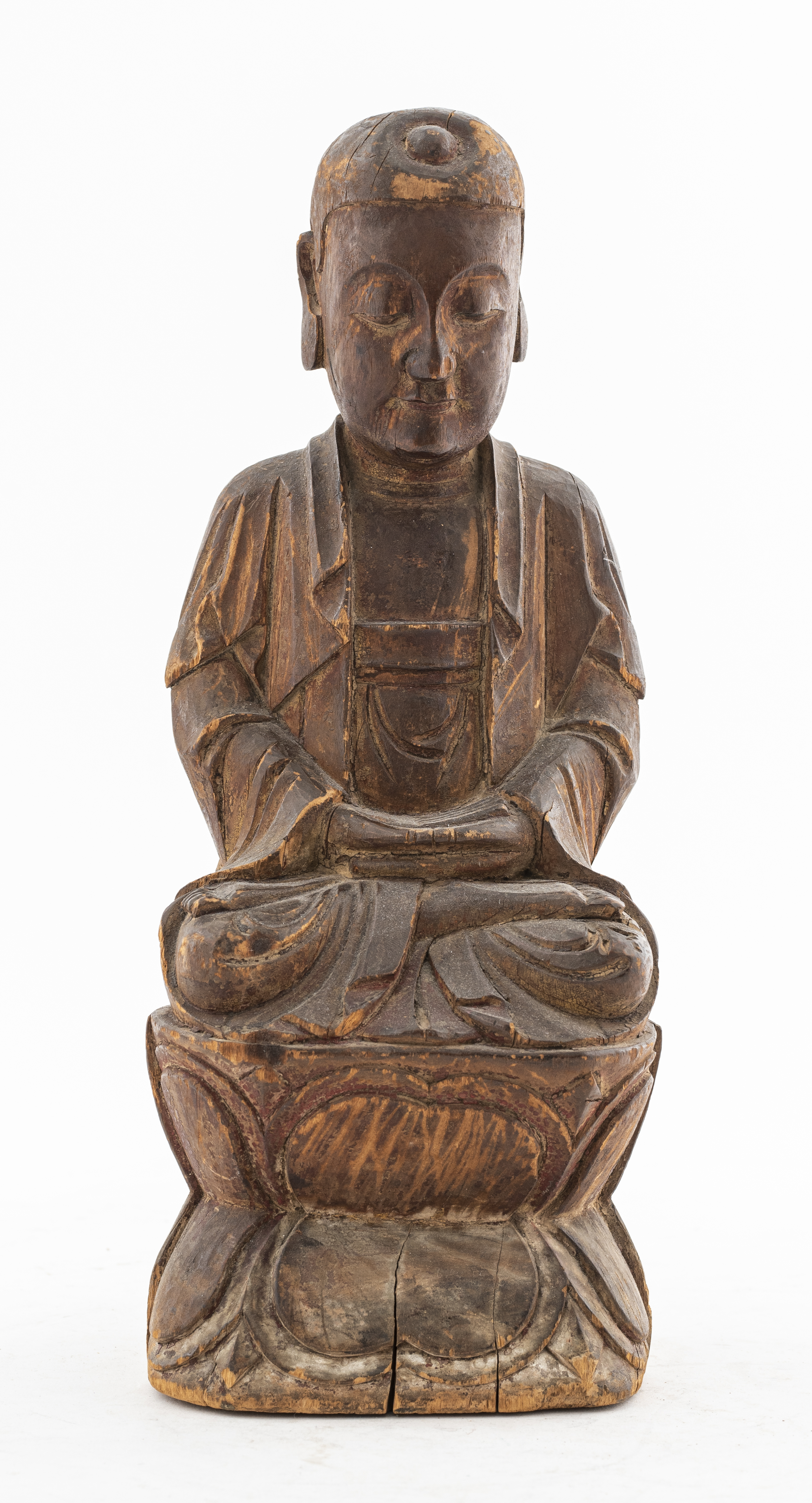 ASIAN CARVED WOOD SEATED GUAN YIN