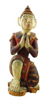 ASIAN: CARVED WOODEN DEITY FIG