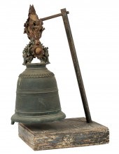 ASIAN CAST METAL BELL WITH STA