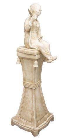 ASIAN CERAMIC SEATED WOMAN ON
