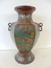 ASIAN CHAMPLEVé BRONZE VASE WI