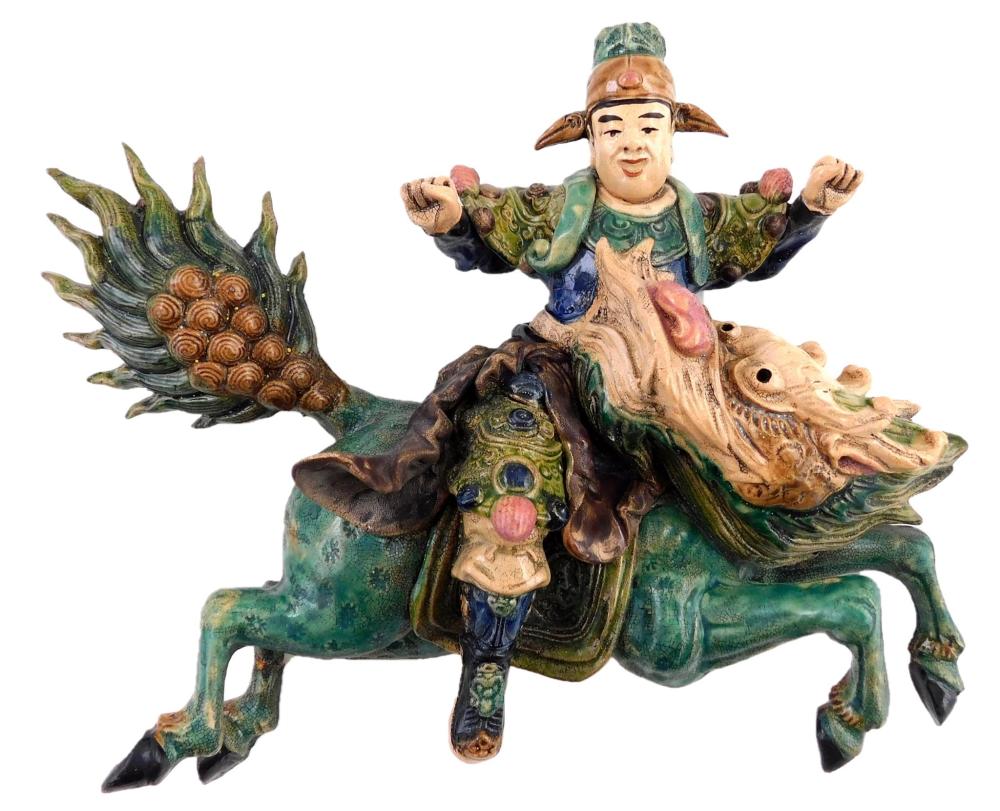 ASIAN: CHINESE FIGURAL POTTERY ROOF