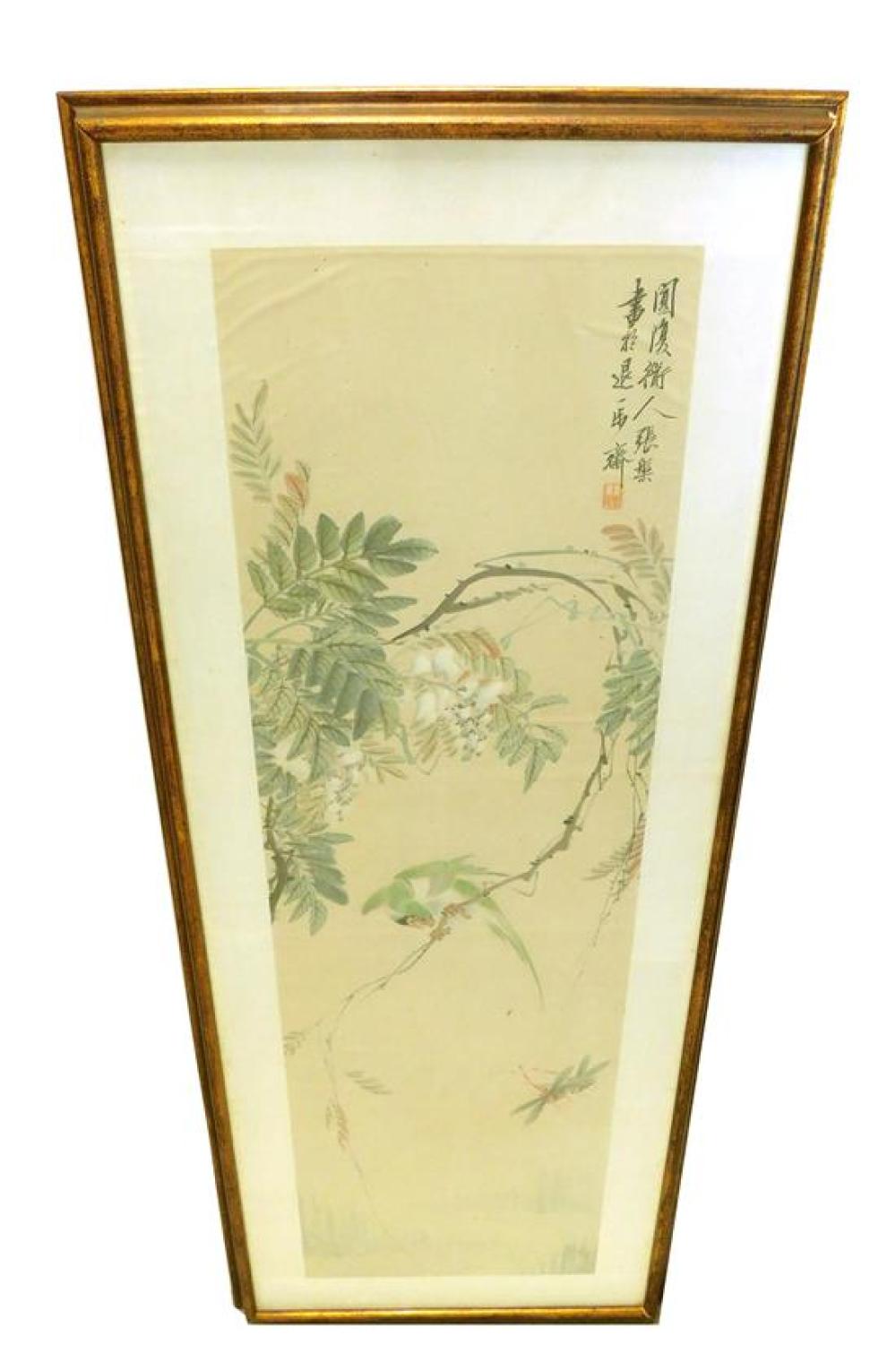 ASIAN: CHINESE FRAMED SCROLL,