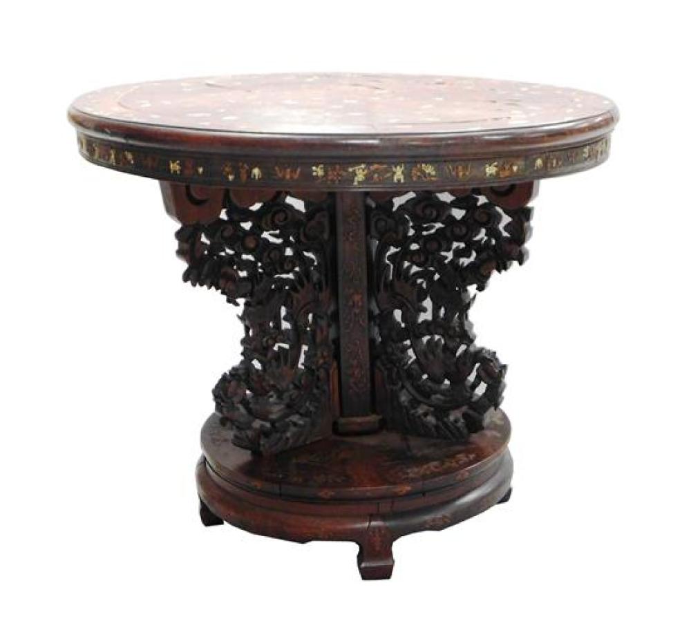 ASIAN: CHINESE IVORY INLAID ROUND