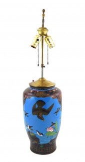 ASIAN: CLOISONNE LAMP BASE, BL
