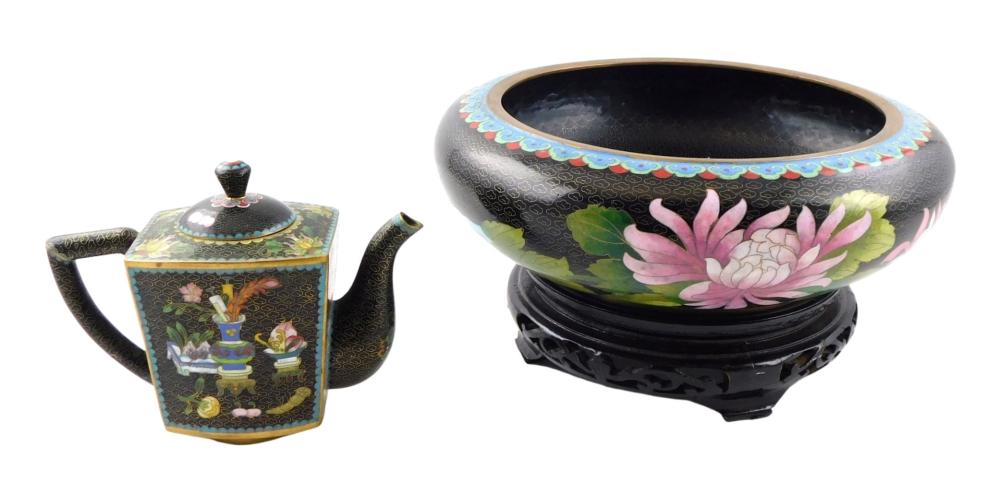 ASIAN: CLOISONNE, TWO PIECES,