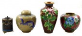 ASIAN: CLOISONNé VASE, TWO GIN