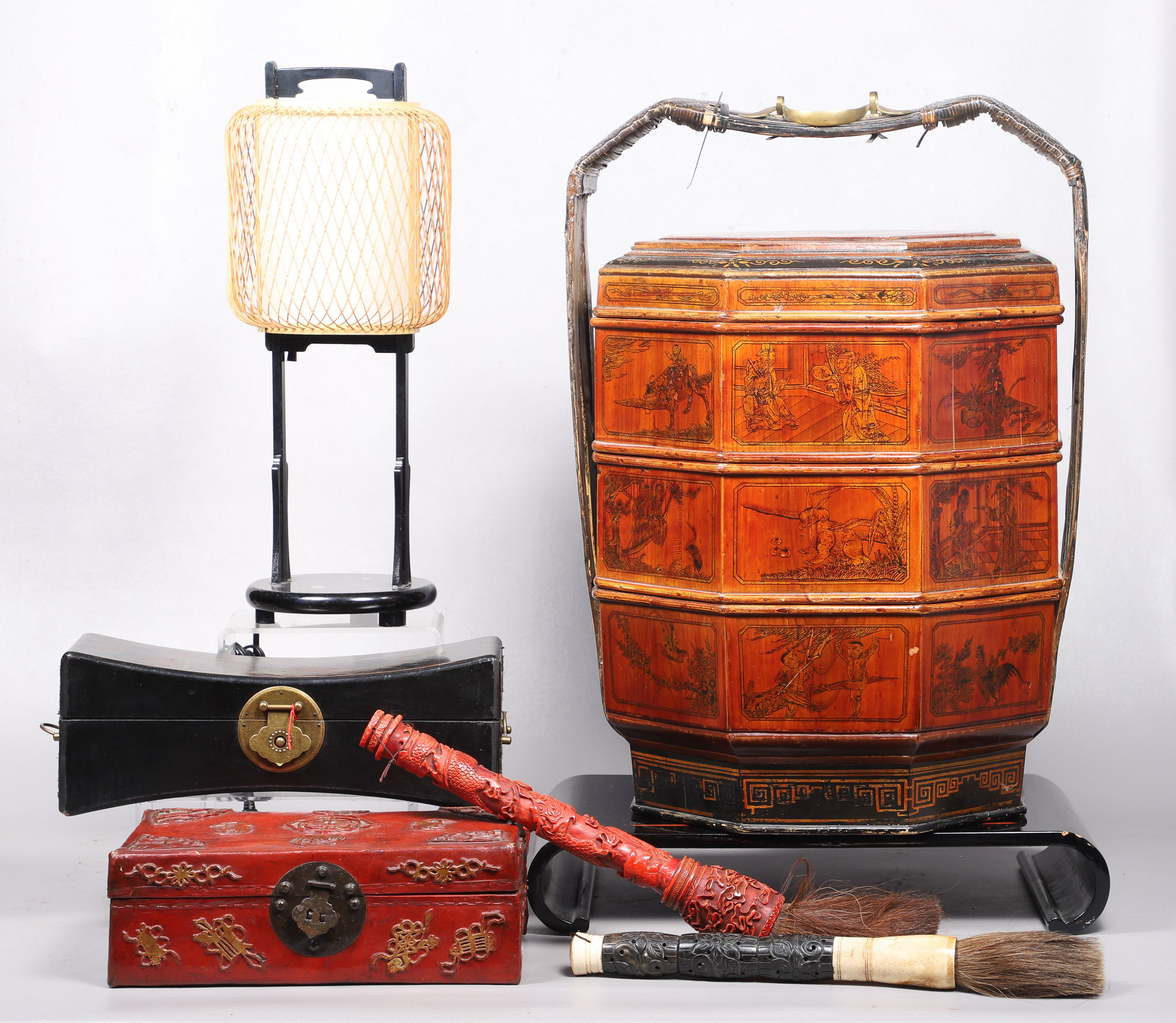 Asian decor, calligraphy brushes,