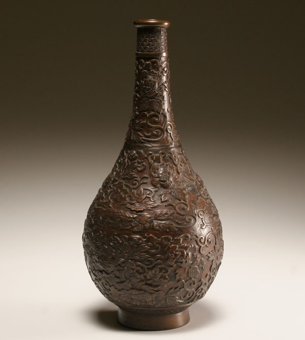 Asian decorated bronze bottle