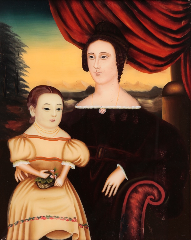 ASIAN EGLOMISE PORTRAIT OF MOTHER