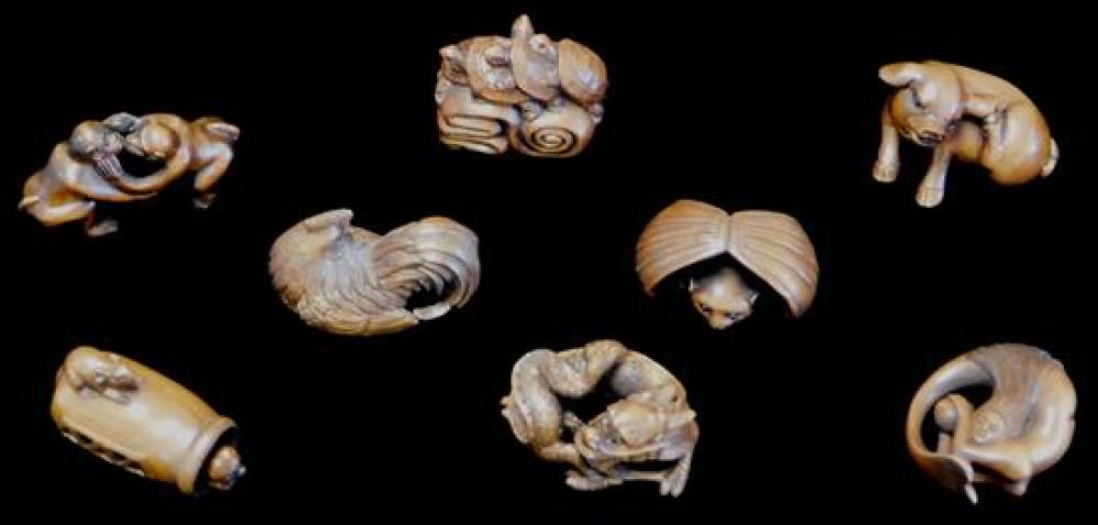ASIAN: EIGHT CARVED WOOD