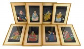 ASIAN: EIGHT FRAMED GOUACHE ON