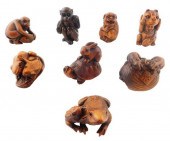 ASIAN: EIGHT WOODEN NETSUKES,