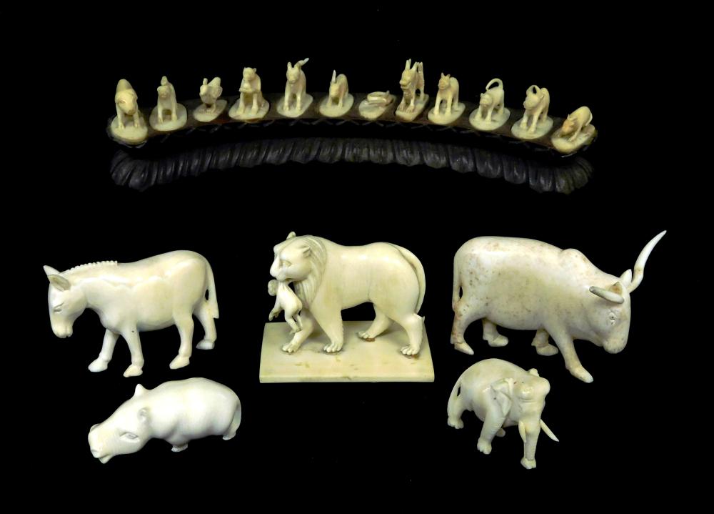 ASIAN: FIVE CARVED IVORY ANIMALS