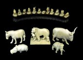 ASIAN: FIVE CARVED IVORY ANIMA