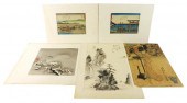 ASIAN: FIVE JAPANESE WOODBLOCK