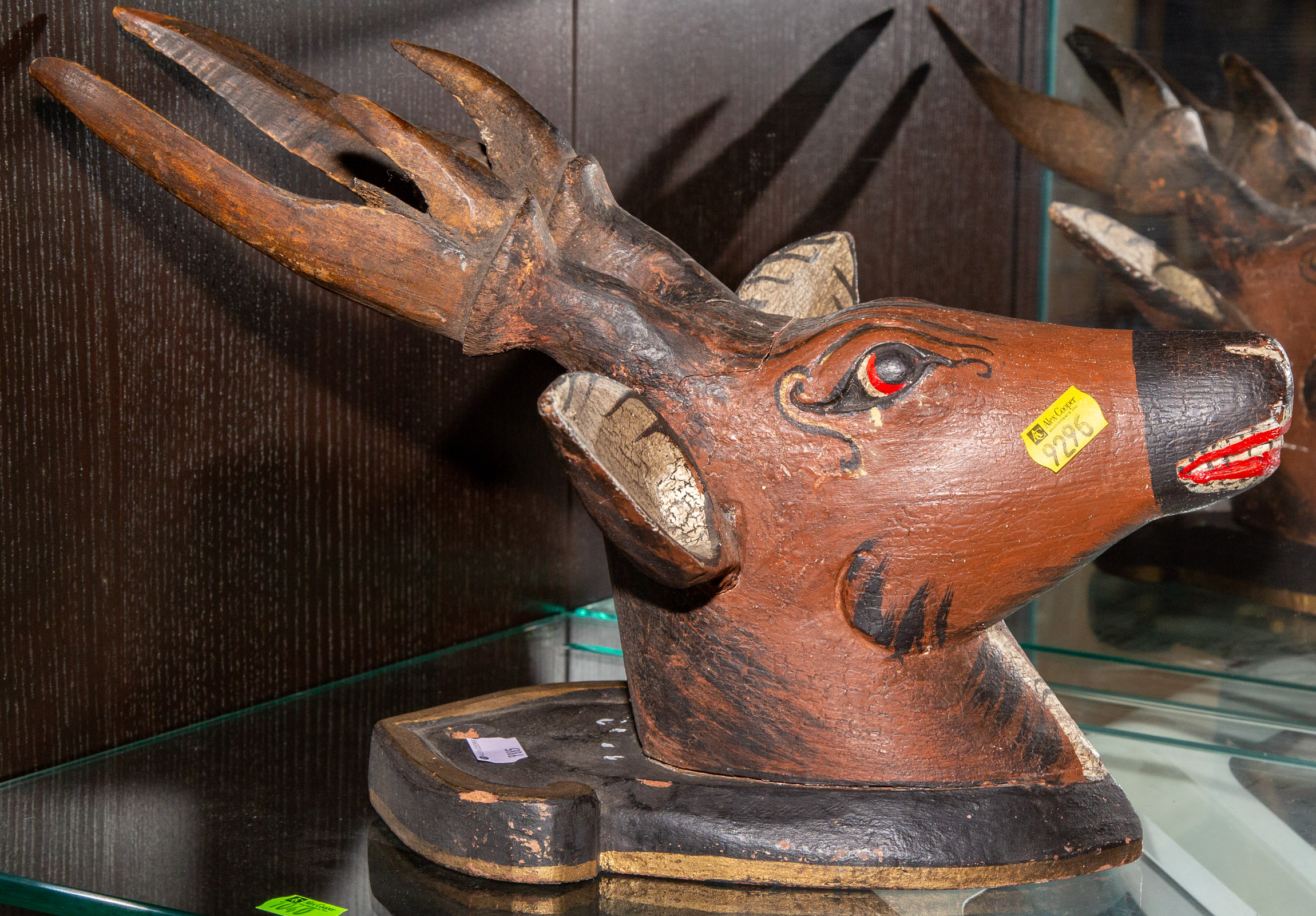 ASIAN FOLK ART STAG HEAD 20th