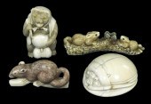 ASIAN: FOUR CARVED IVORY ANIMA