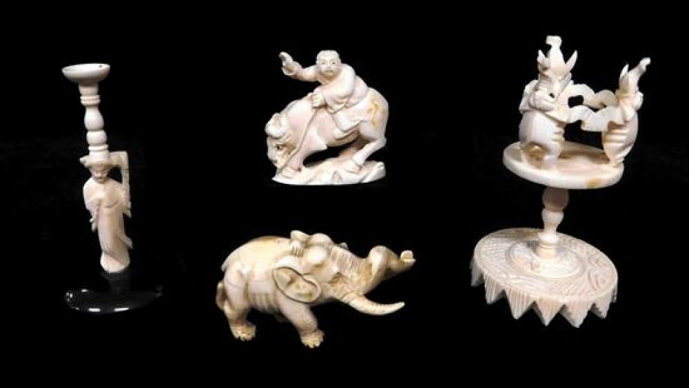 ASIAN: FOUR IVORY CARVINGS,