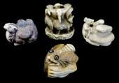 ASIAN: FOUR IVORY NETSUKE, JAP