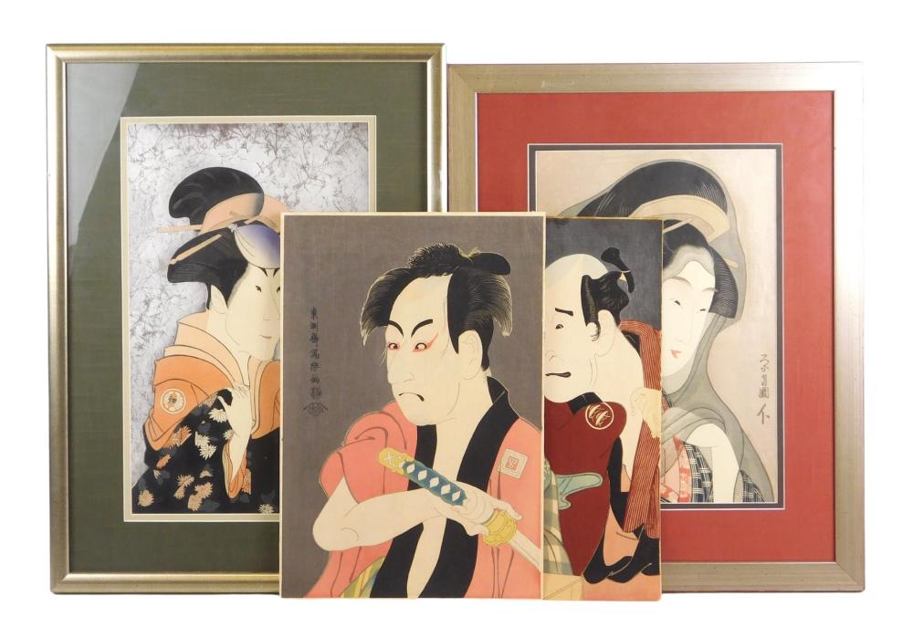 ASIAN: FOUR KABUKI WOODBLOCK