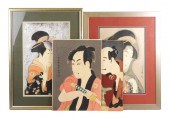 ASIAN: FOUR KABUKI WOODBLOCK P