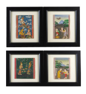 ASIAN: FOUR PAINTINGS ON THICK