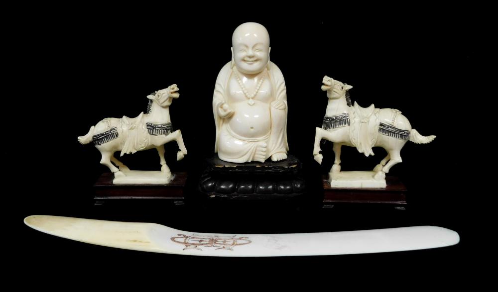 ASIAN: FOUR PIECES OF CARVED IVORY,