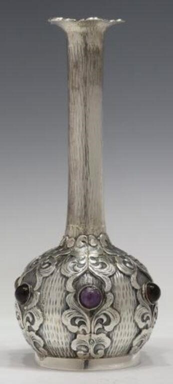 ASIAN GEM-SET FINE SILVER BUD