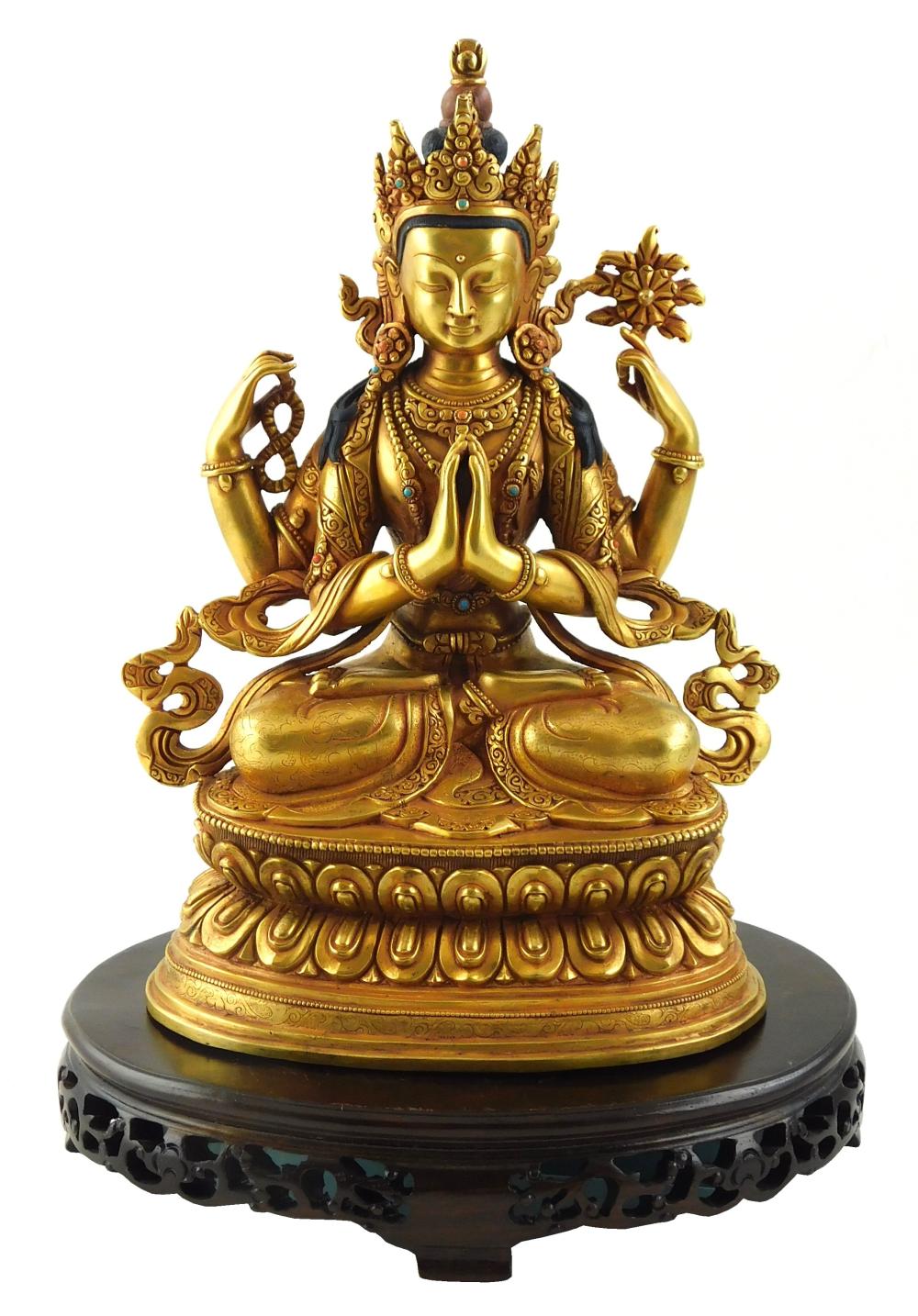 ASIAN: GILT BRONZE FIGURE OF