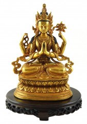 ASIAN: GILT BRONZE FIGURE OF A
