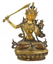 ASIAN GILT BRONZE MANJUSHRI FI