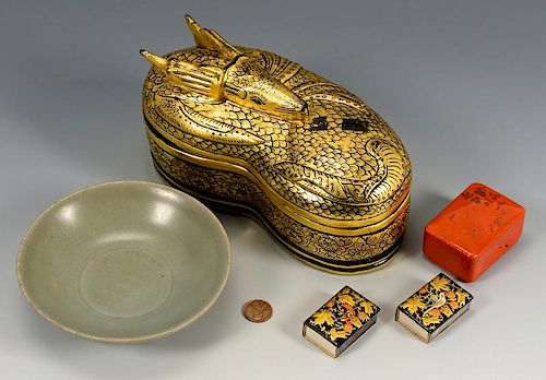 ASIAN GILT LACQUER BOXES &