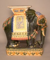 ASIAN GLAZED POTTERY ELEPHANT-