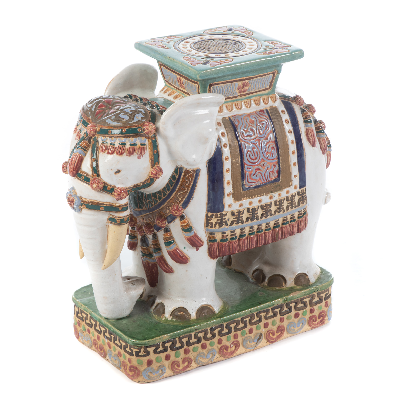 ASIAN GLAZED TERRACOTTA ELEPHANT