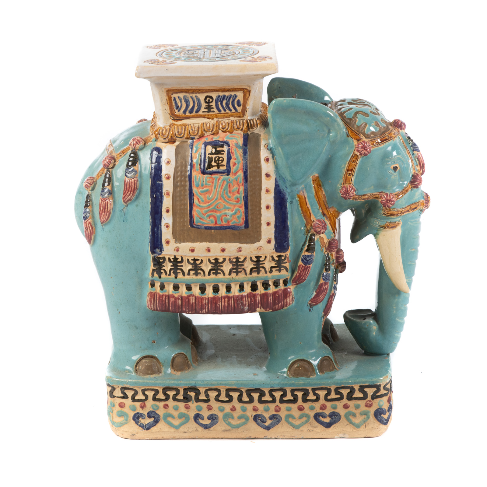 ASIAN GLAZED TERRACOTTA ELEPHANT