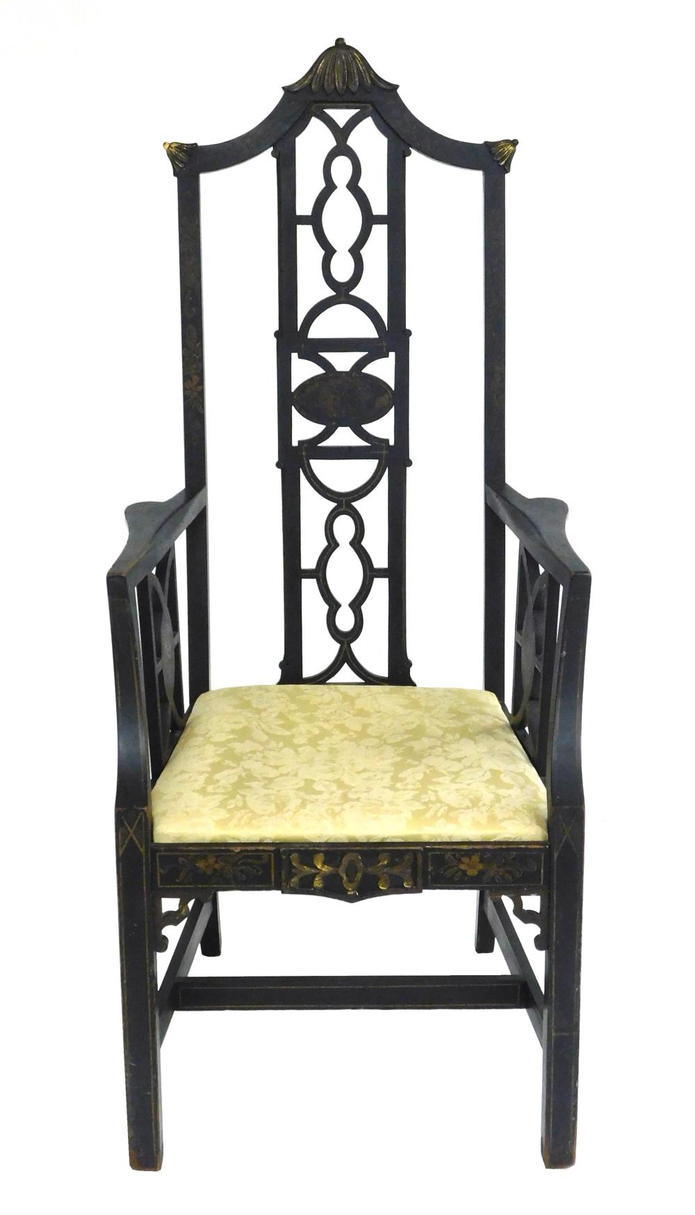ASIAN INSPIRED HIGH-BACK CHAIR,