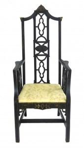 ASIAN INSPIRED HIGH-BACK CHAIR