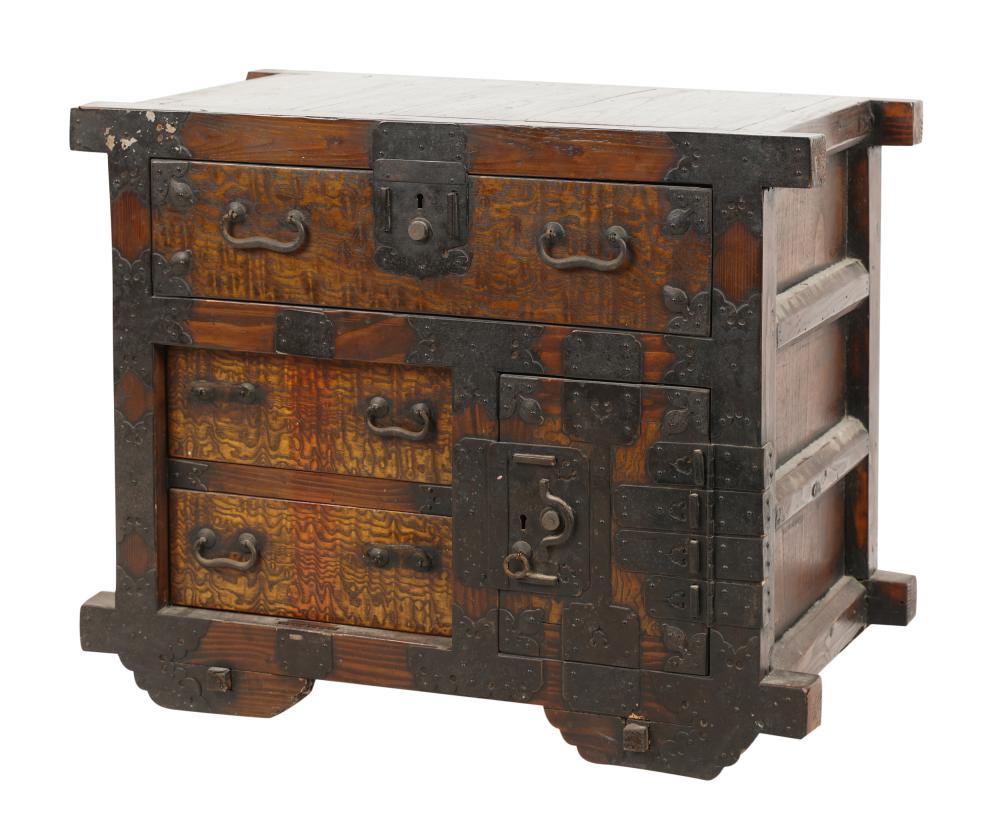 ASIAN IRON-MOUNTED WOOD ROLLING