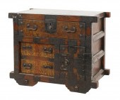 ASIAN IRON-MOUNTED WOOD ROLLIN